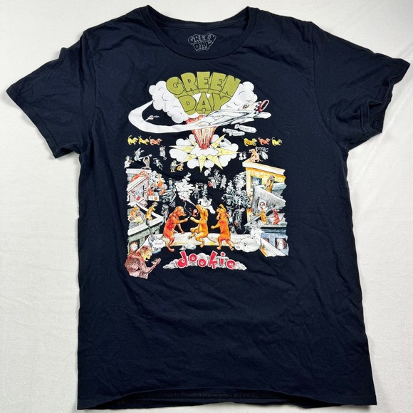 Green Day Other - Green Day Dookie Album Cover Graphic T-Shirt Black Mens Medium Mad Engine 100%